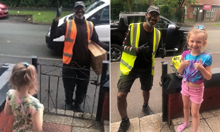 Young girl learns sign language to greet deaf delivery driver