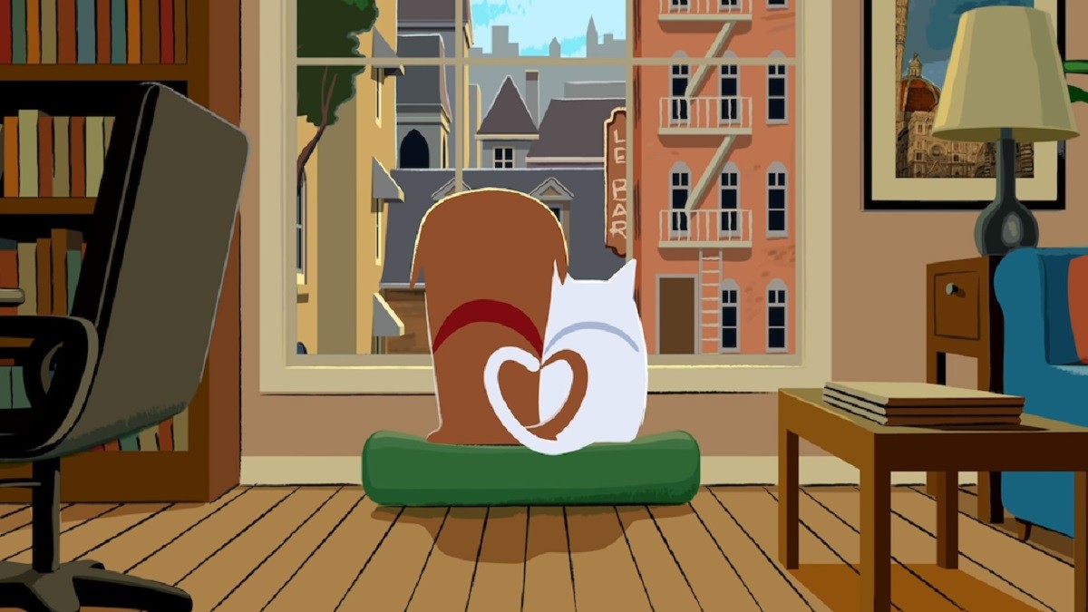 Heartwarming Animation of Dog and Cat's Friendship
