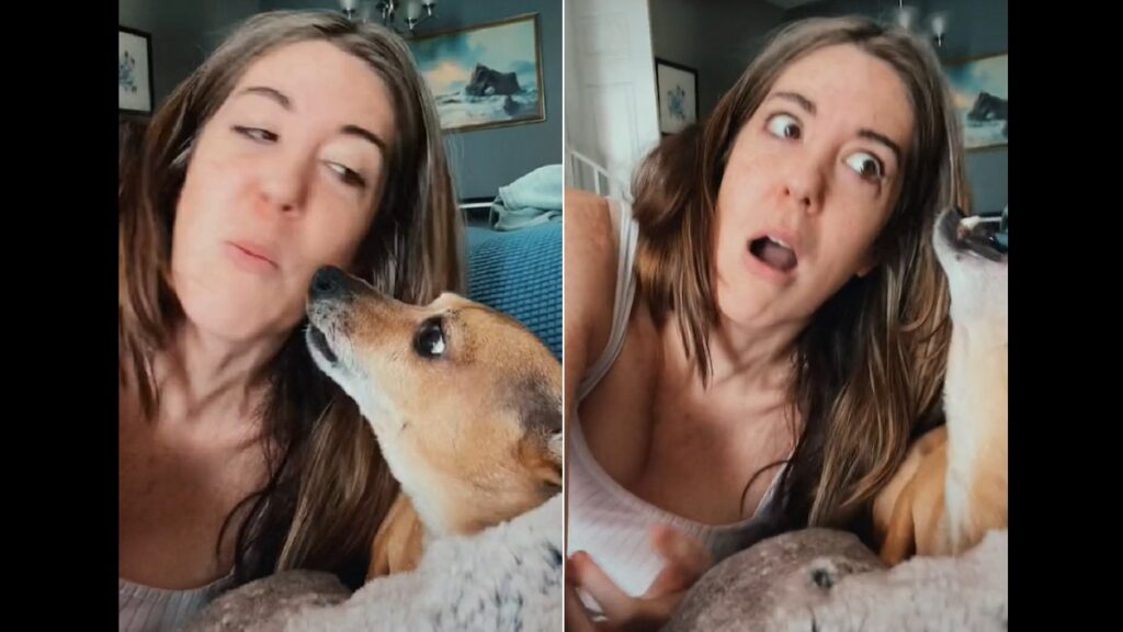 Pup keeps interrupting mom's singing